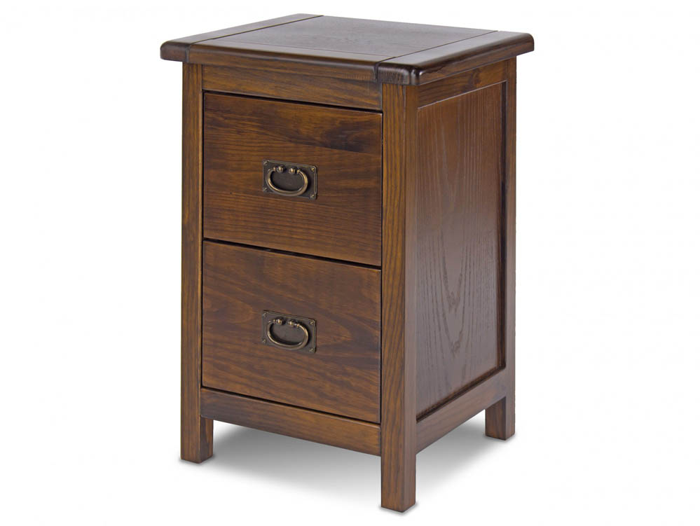 Core Products Core Boston 2 Drawer Dark Antique Pine Wooden Small Bedside Cabinet (Flat Packed)