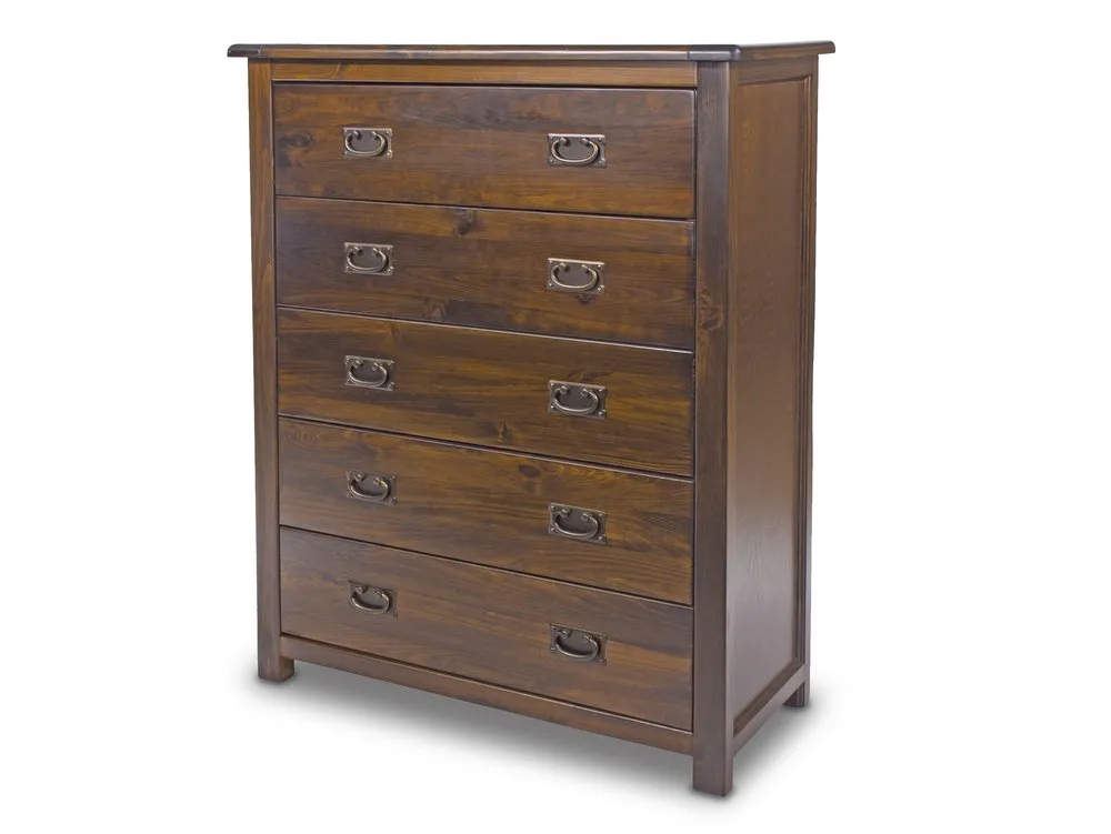 Core Core Boston 5 Drawer Dark Antique Pine Wooden Chest of Drawers