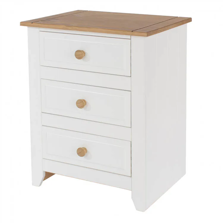 Core Core Capri White 3 Drawer Bedside Table