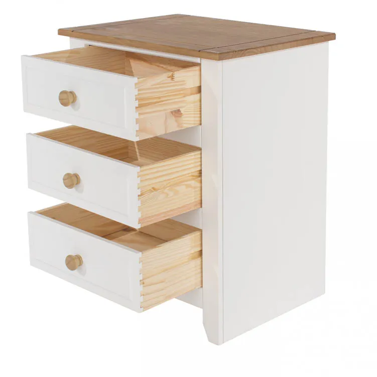 Core Core Capri White 3 Drawer Bedside Table