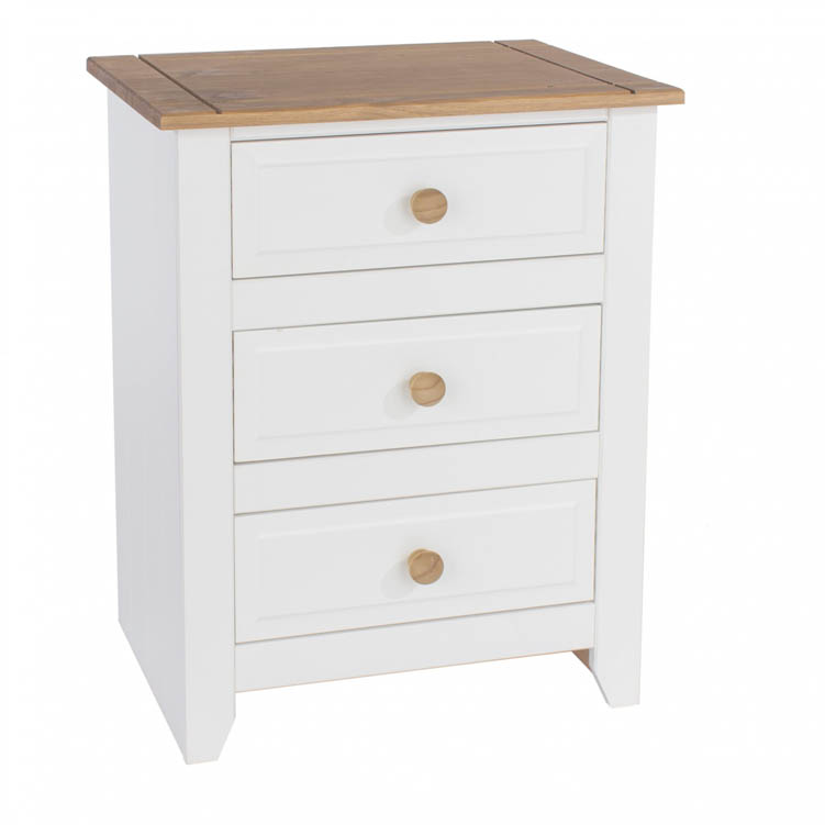 Core Products Core Capri White 3 Drawer Bedside Cabinet (Flat Packed)