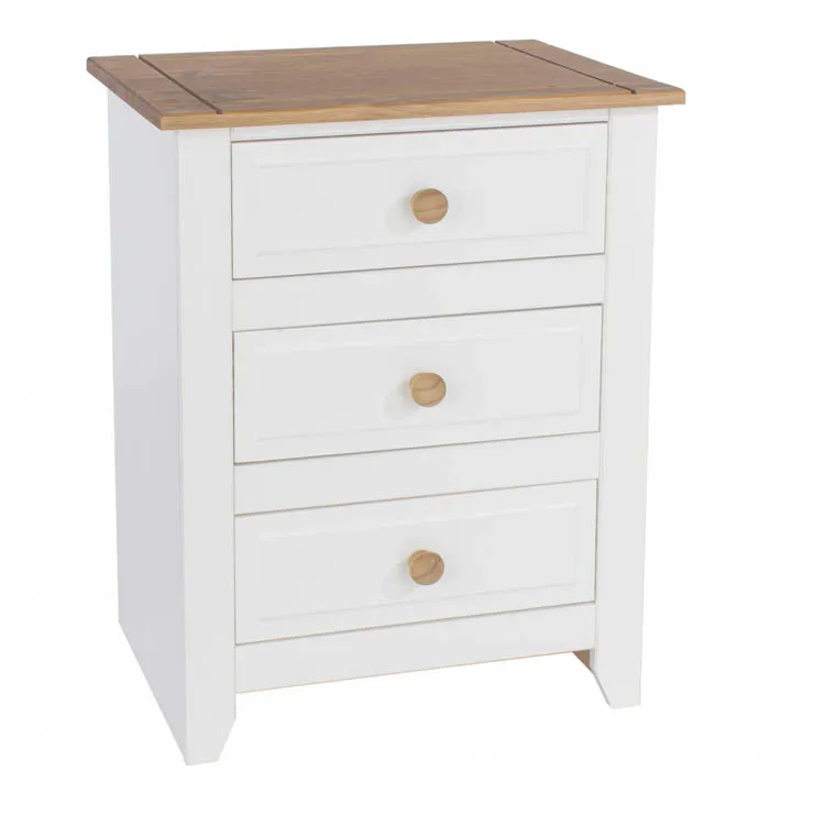 Core Core Capri White 3 Drawer Bedside Table