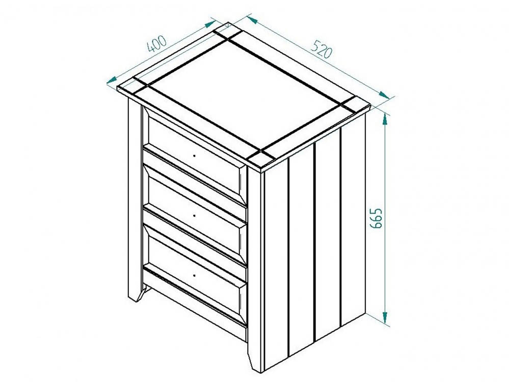 Core Products Core Capri White 3 Drawer Bedside Cabinet (Flat Packed)