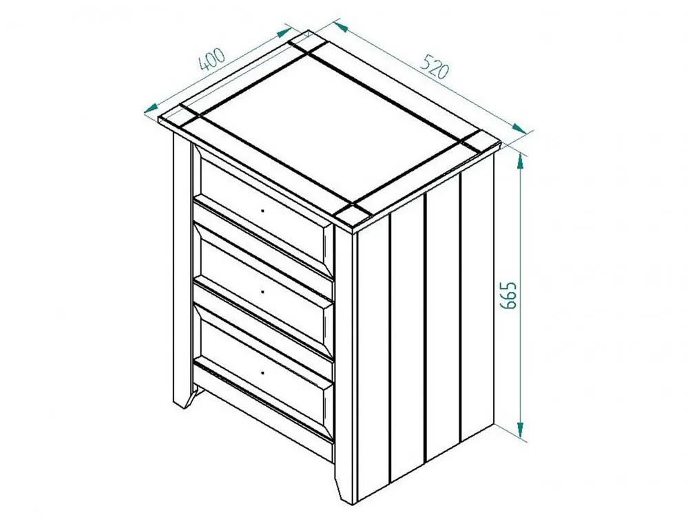 Core Core Capri White 3 Drawer Bedside Table