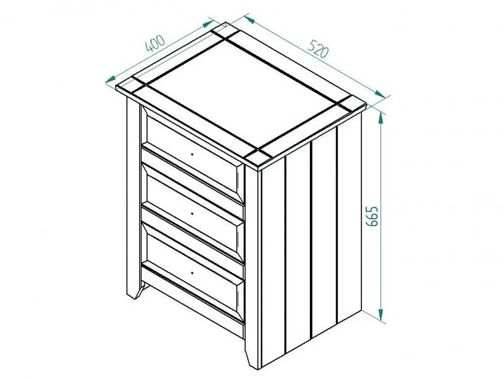 Core Core Capri White 3 Drawer Bedside Table