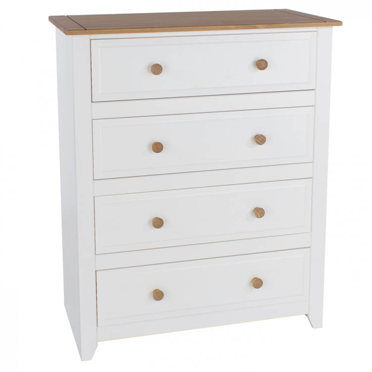 Core Products Core Capri  White 4 Drawer Chest of Drawers (Flat Packed)