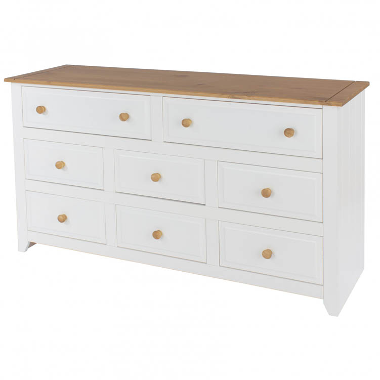 Core Products Core Capri White 6+2 Drawer Large Chest of Drawers (Flat Packed)