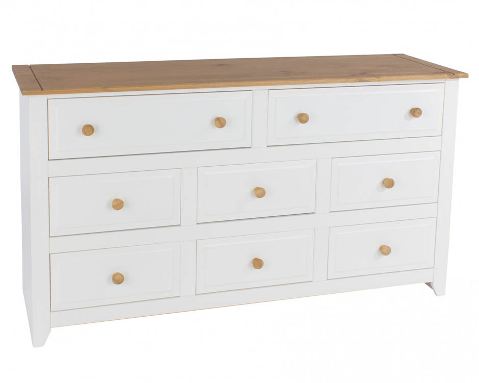 Core Products Core Capri   White 6+2 Drawer Large Chest of Drawers (Flat Packed)