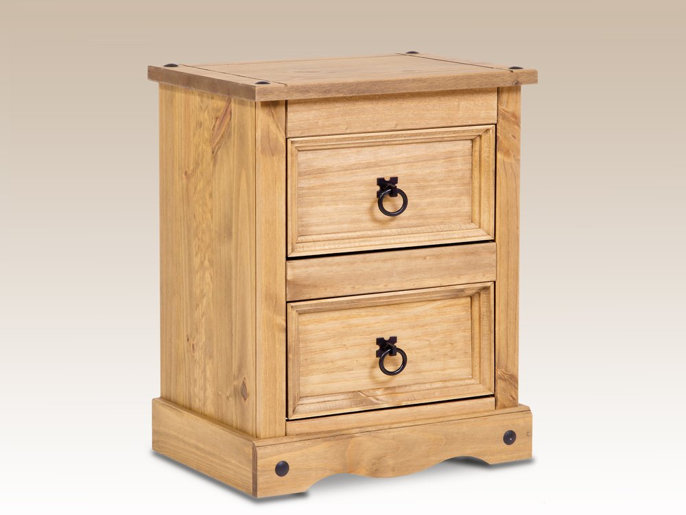 Core Corona 2 Drawer Pine Wooden Small, Wooden Decorative Chest Drawers Bedside