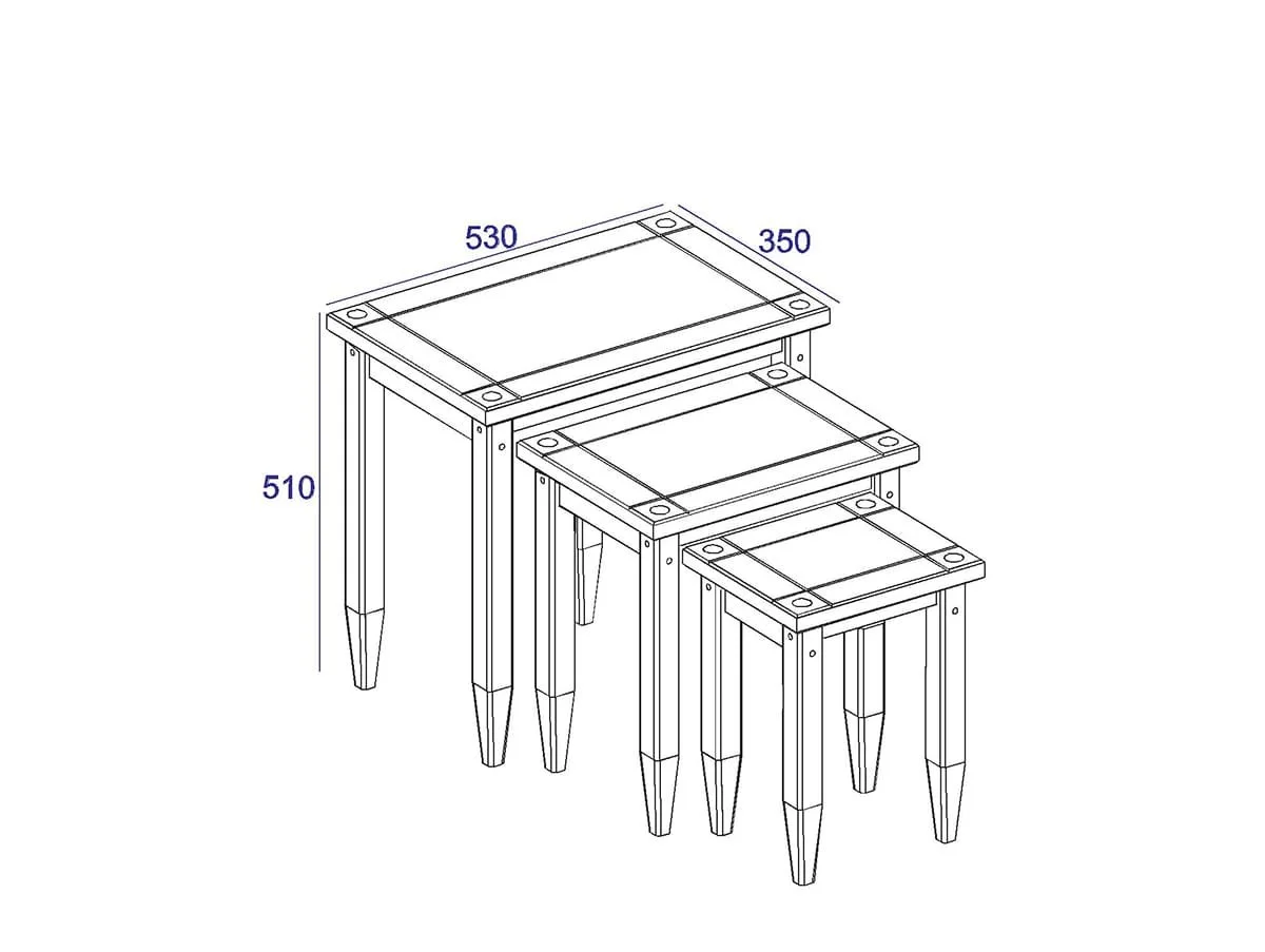 Core Core Corona Pine Wooden Nest of Tables