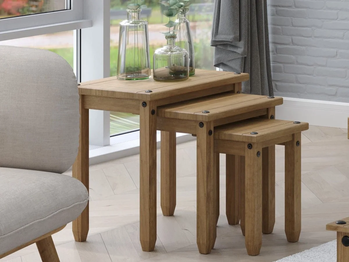 Core Core Corona Pine Wooden Nest of Tables