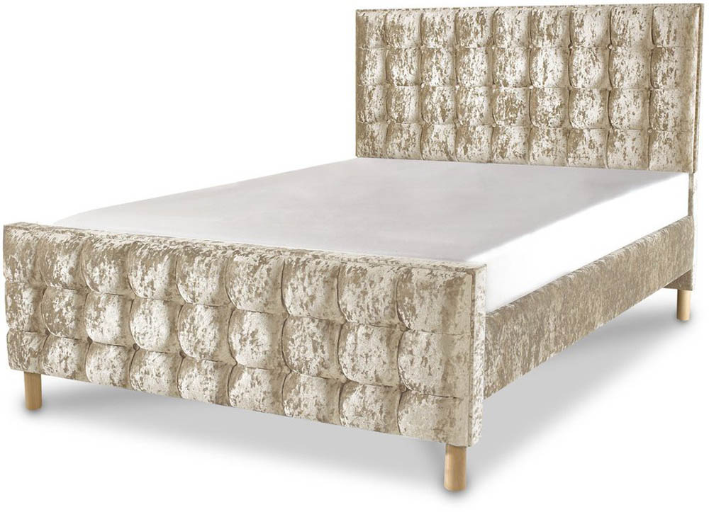 Designer Headboards Designer HB4U Deluxe 4ft6 Double Crushed Velvet Glitz Upholstered Fabric Bed Frame
