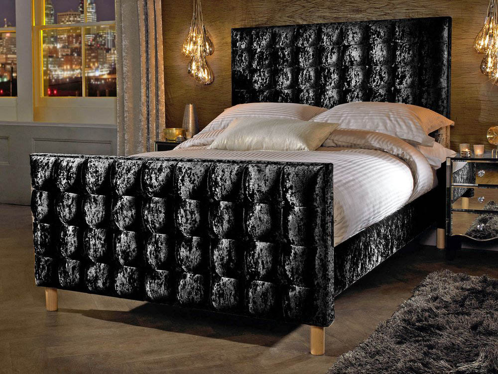 Designer HB4U Grande HFE 5ft King Size Crushed Velvet Glitz Upholstered