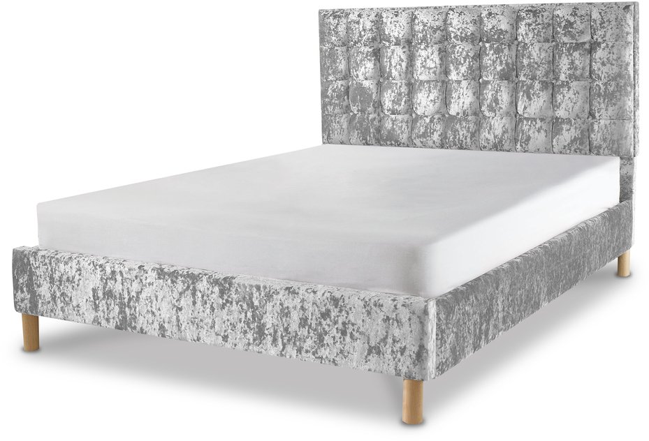 Designer Headboards Designer HB4U Premium 5ft King Size Crushed Velvet Glitz Upholstered Fabric Bed Frame