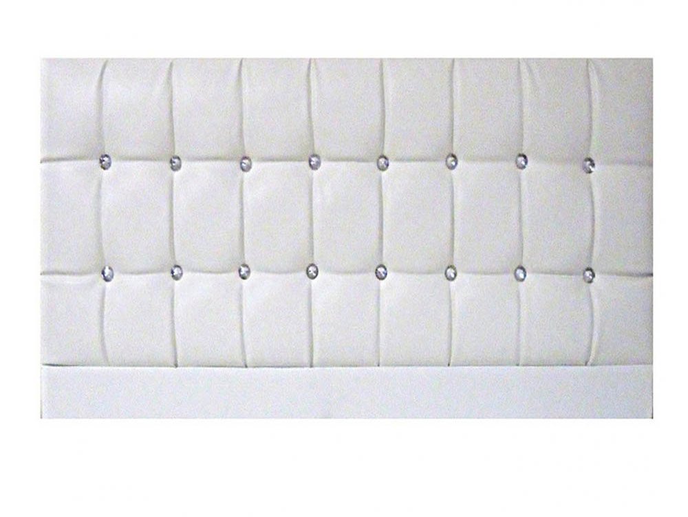 Designer Headboards Designer Saturn Bling 4ft Small Double White Faux Leather Upholstered Fabric Headboard