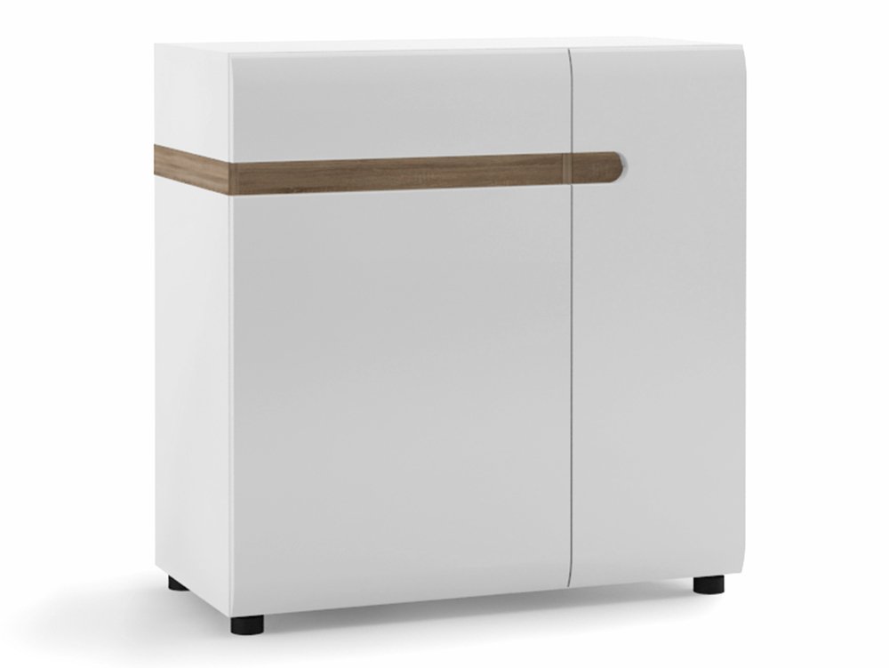 Furniture To Go Furniture To Go Chelsea White High Gloss and Truffle Oak 1 Drawer 2 Door Sideboard (Flat Packed)