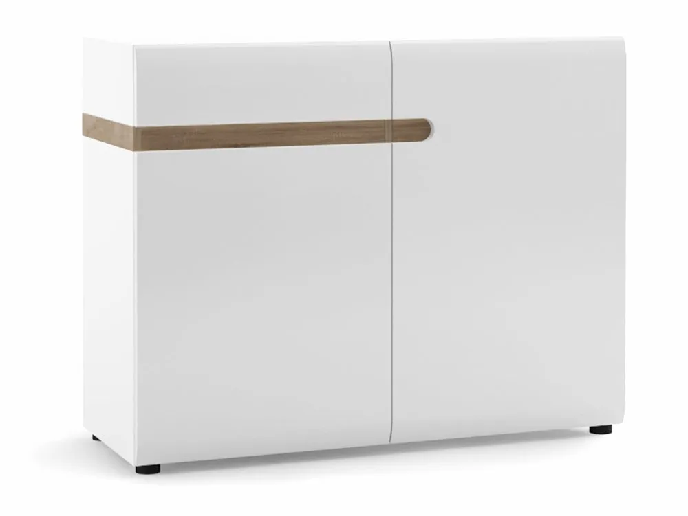 Furniture To Go Furniture To Go Chelsea White High Gloss and Oak 1 Drawer 2 Door Wide Sideboard