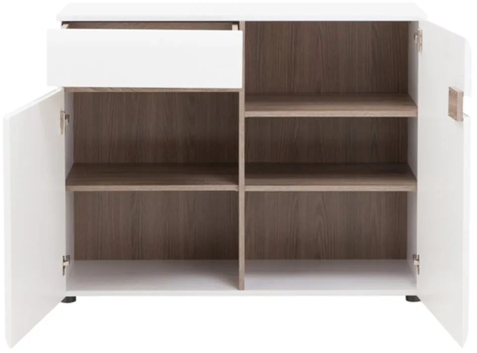 Furniture To Go Furniture To Go Chelsea White High Gloss and Oak 1 Drawer 2 Door Wide Sideboard