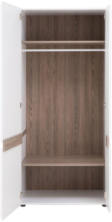 Furniture To Go Furniture To Go Chelsea White High Gloss and Truffle Oak 2 Door Double Wardrobe (Flat Packed)