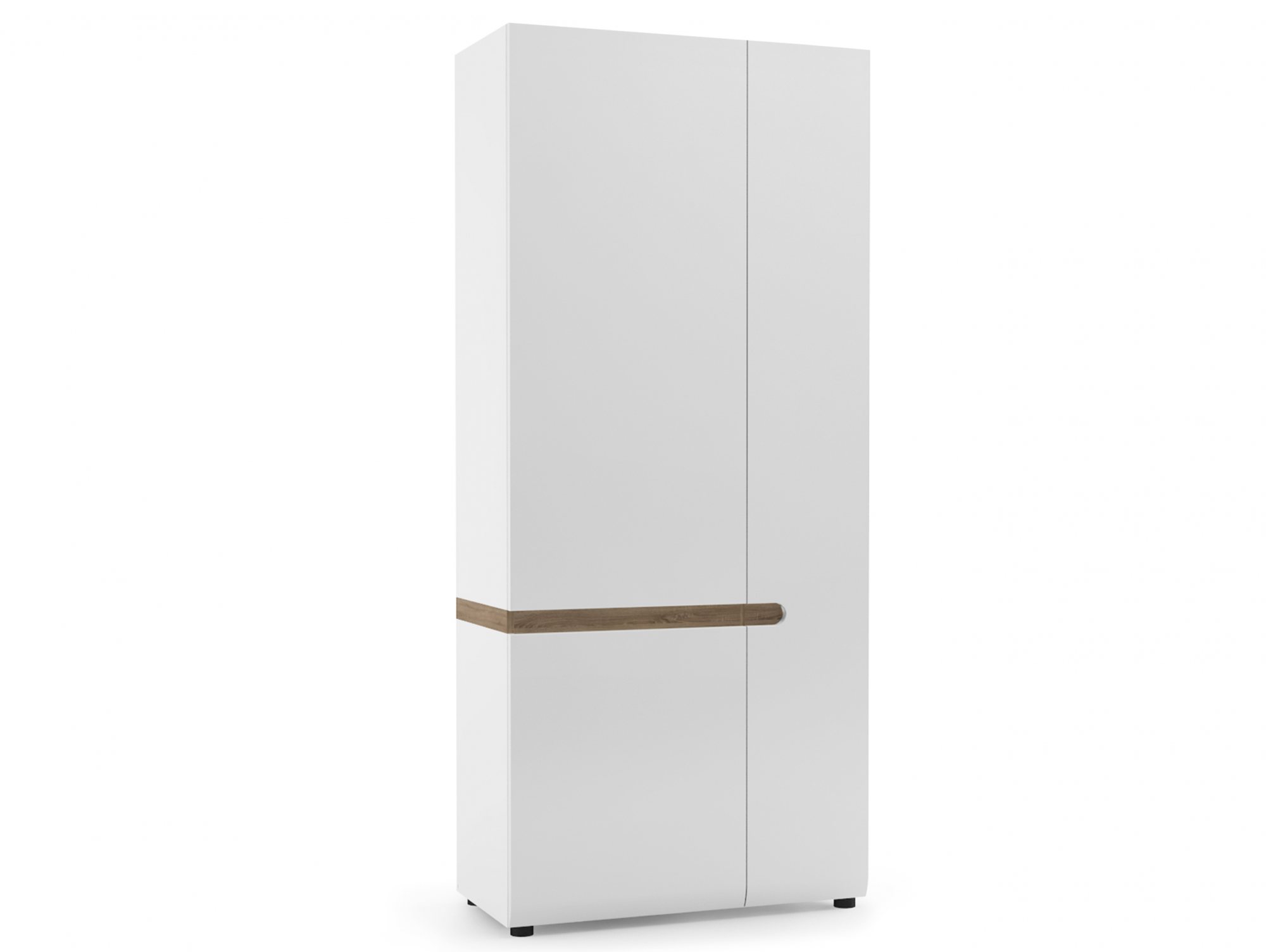 Furniture To Go Furniture To Go Chelsea White High Gloss and Truffle Oak 2 Door Double Wardrobe (Flat Packed)