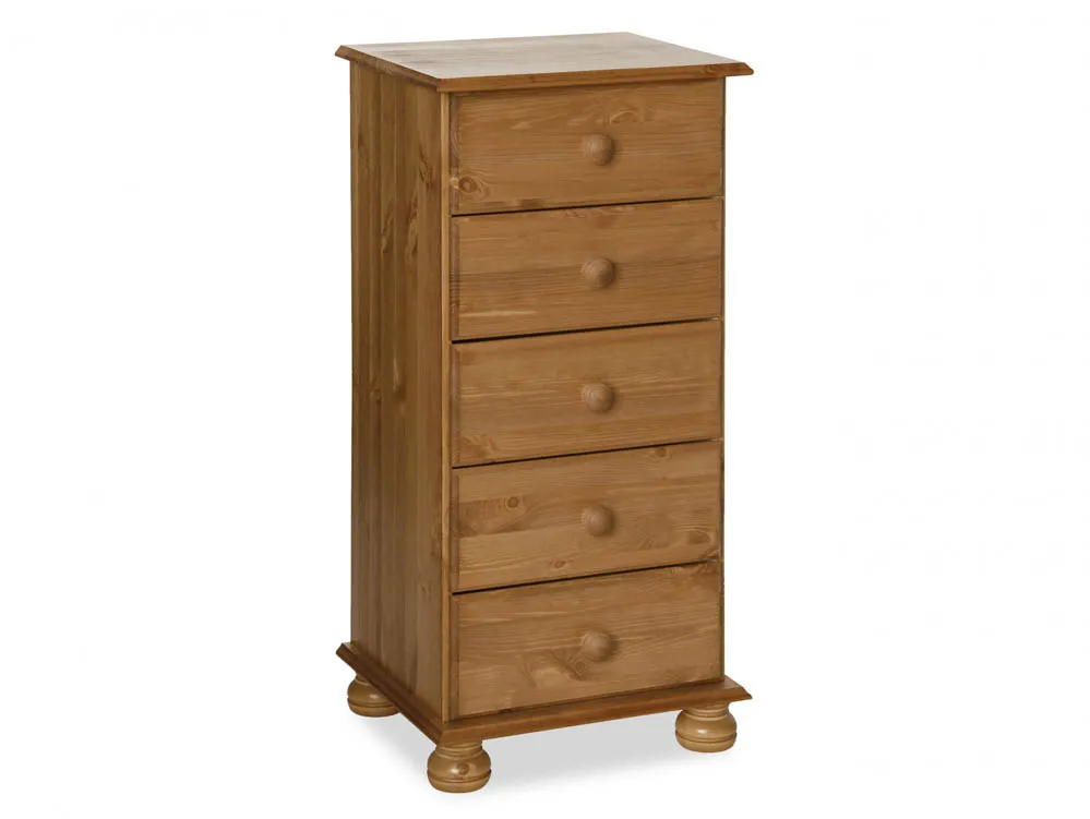 Furniture To Go Furniture To Go Copenhagen 5 Drawer Tall Narrow Pine Wooden Chest of Drawers