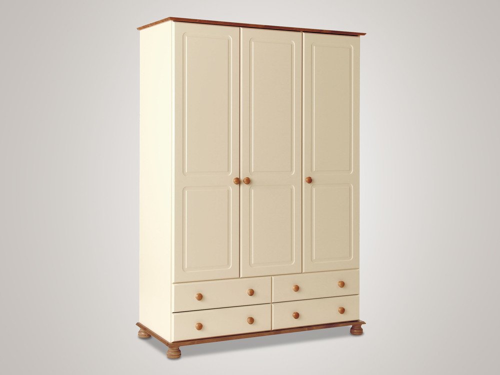 Furniture To Go Furniture To Go Copenhagen Cream and Pine 3 Door 4 Drawer Triple Wardrobe (Flat Packed)