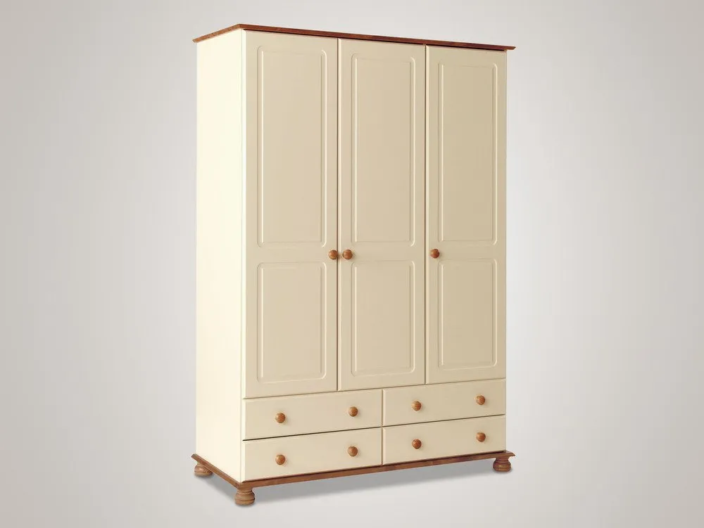 Furniture To Go Furniture To Go Copenhagen Cream and Pine 3 Door 4 Drawer Triple Wardrobe