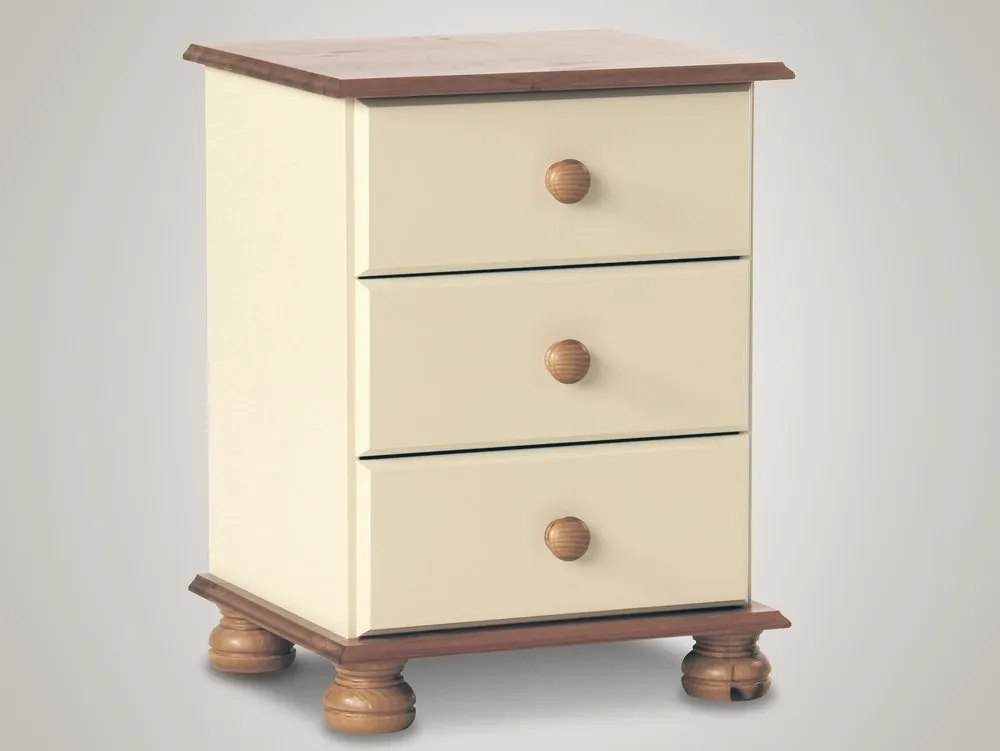 Furniture To Go Furniture To Go Copenhagen Cream and Pine 3 Drawer Bedside Table