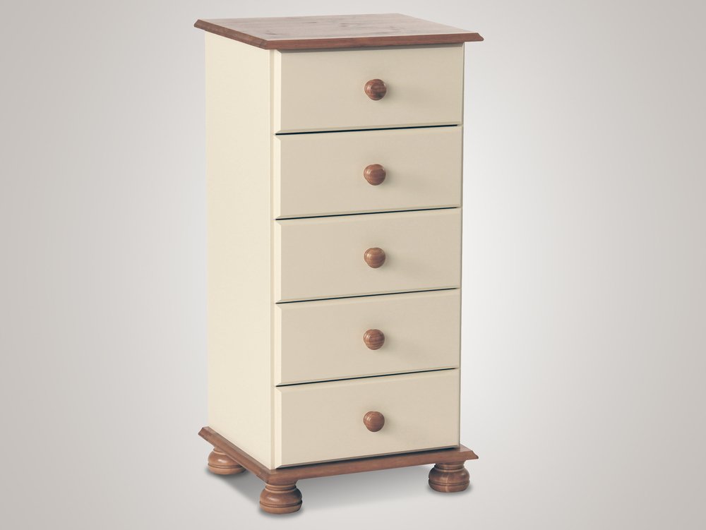 Furniture To Go Furniture To Go Copenhagen Cream and Pine 5 Drawer Tall Narrow Chest of Drawers (Flat Packed)