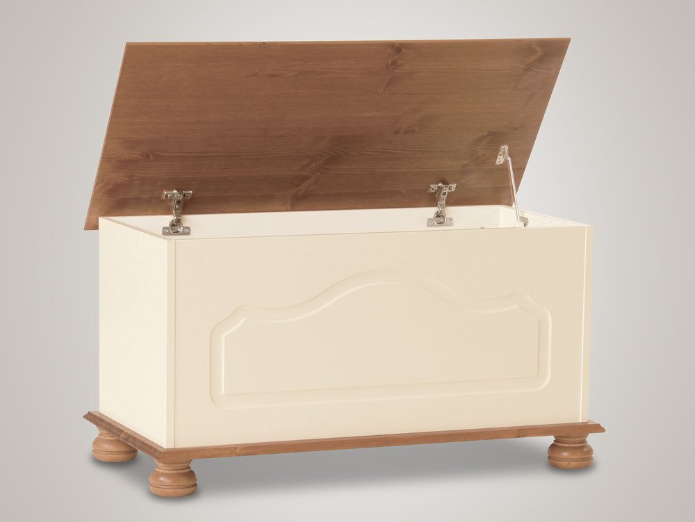 Copenhagen cream and pine home bedroom furniture ottoman blanket box 