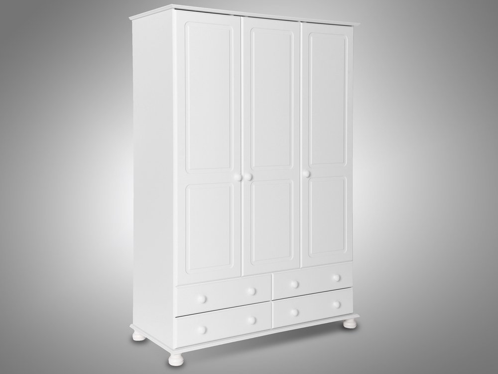 Furniture To Go Furniture To Go Copenhagen White 3 Door 4 Drawer Triple Wardrobe (Flat Packed)