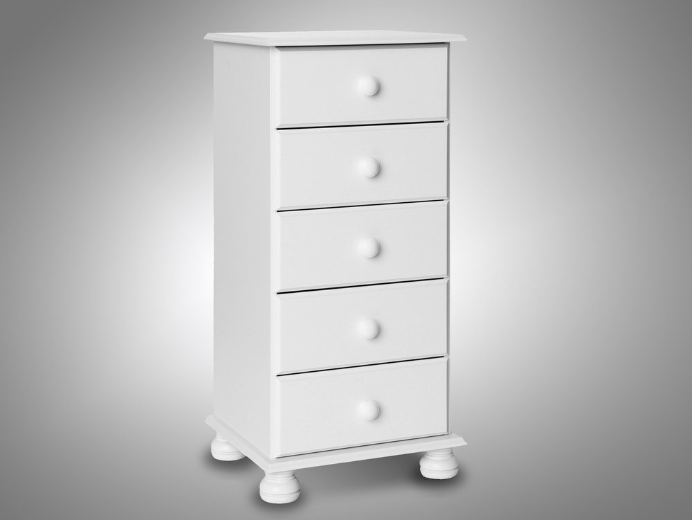 Furniture To Go Furniture To Go Copenhagen White 5 Drawer Tall Narrow Chest of Drawers (Flat Packed)