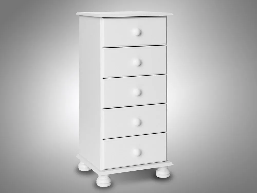 Furniture To Go Furniture To Go Copenhagen White 5 Drawer Tall Narrow Chest of Drawers