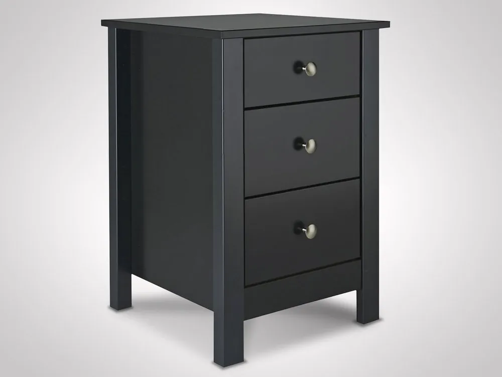 Furniture To Go Furniture To Go Florence Black 3 Drawer Bedside Table (Flat Packed)