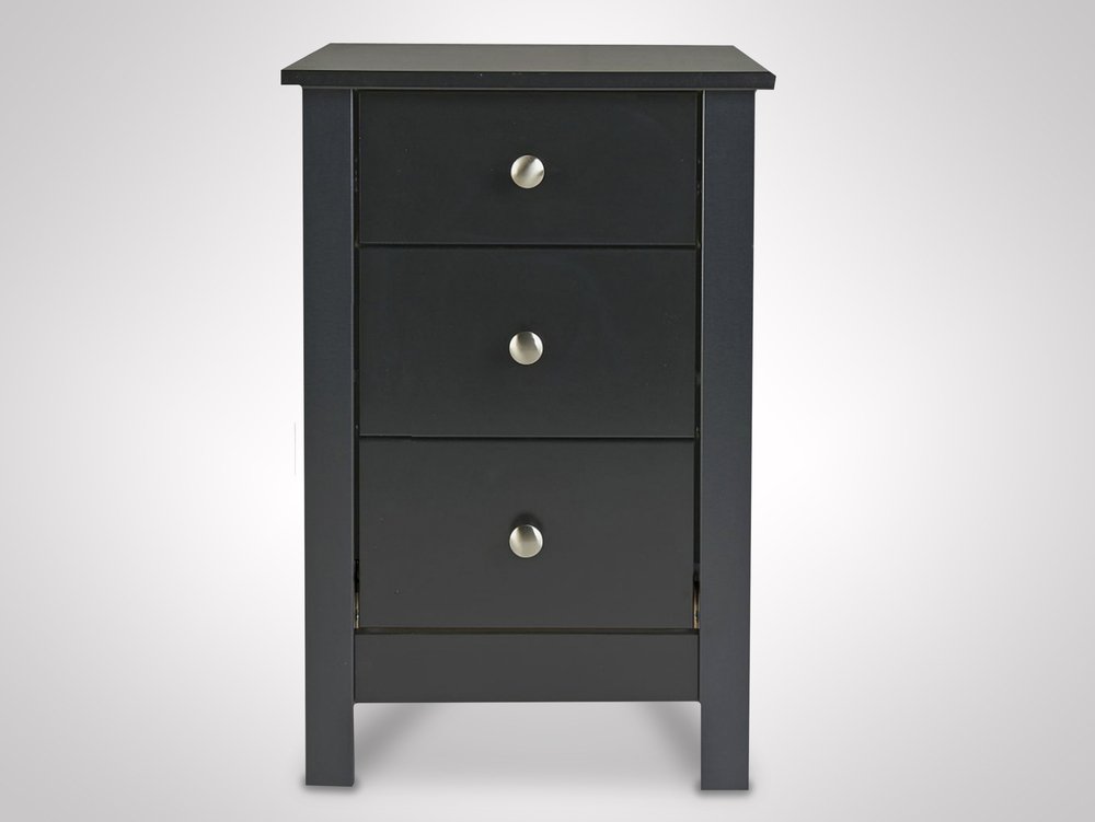 Furniture To Go Furniture To Go Florence Black 3 Drawer Bedside Cabinet (Flat Packed)