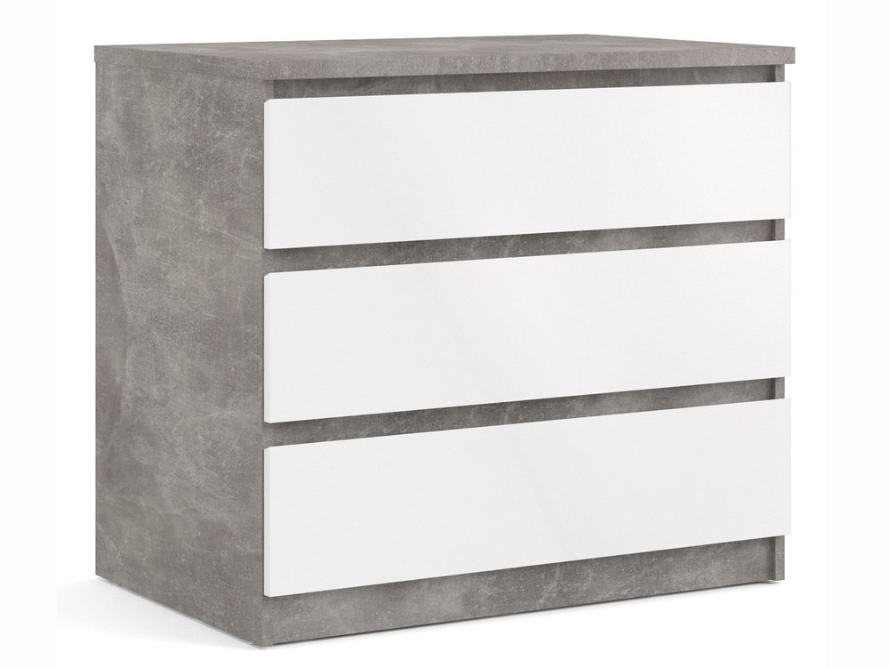 Furniture To Go Furniture To Go Naia Concrete Grey and White High Gloss 3 Drawer Chest of Drawers (Flat Packed)