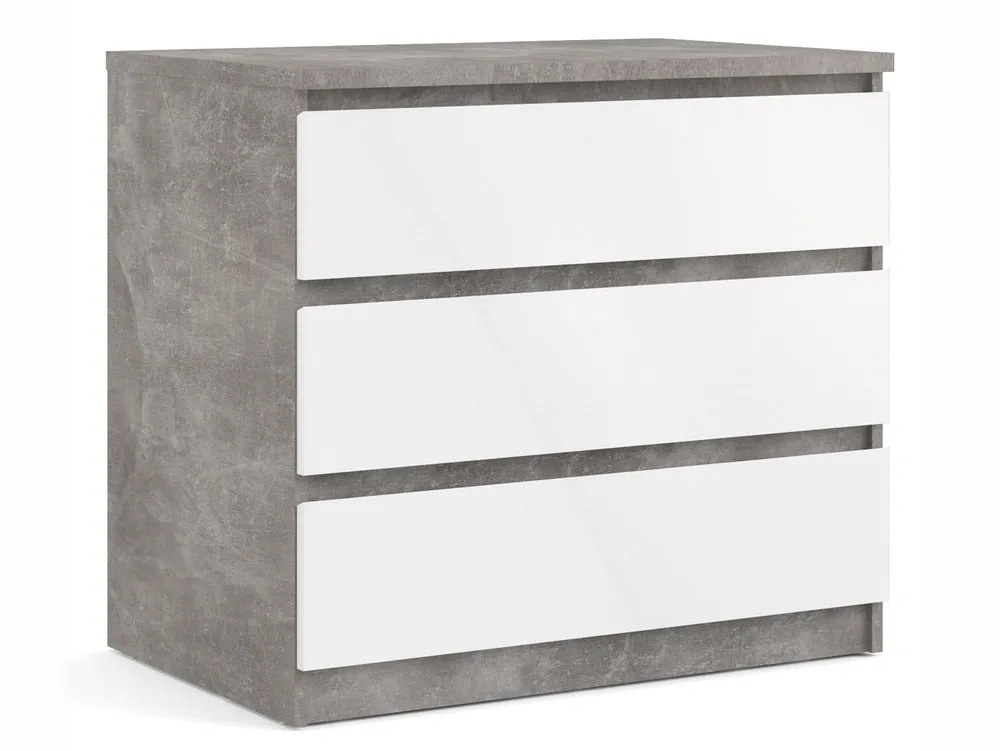 Furniture To Go Furniture To Go Naia Grey and White High Gloss 3 Drawer Chest of Drawers