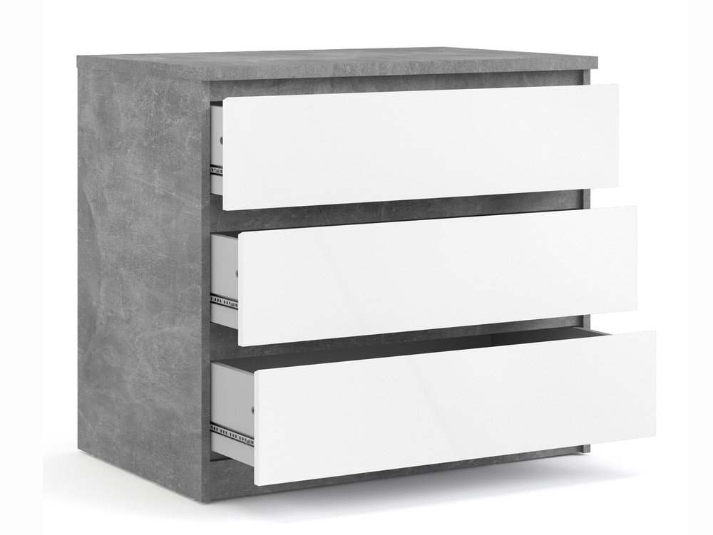 Furniture To Go Furniture To Go Naia Concrete Grey and White High Gloss 3 Drawer Chest of Drawers (Flat Packed)