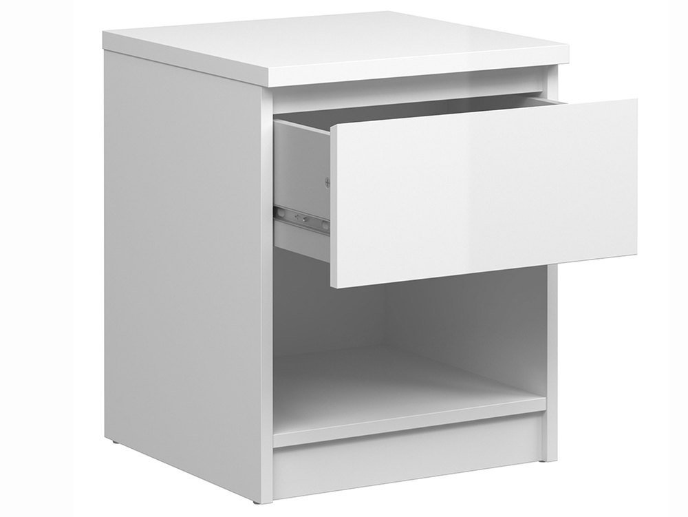 Furniture To Go Furniture To Go Naia White High Gloss 1 Drawer Small Bedside Cabinet (Flat Packed)