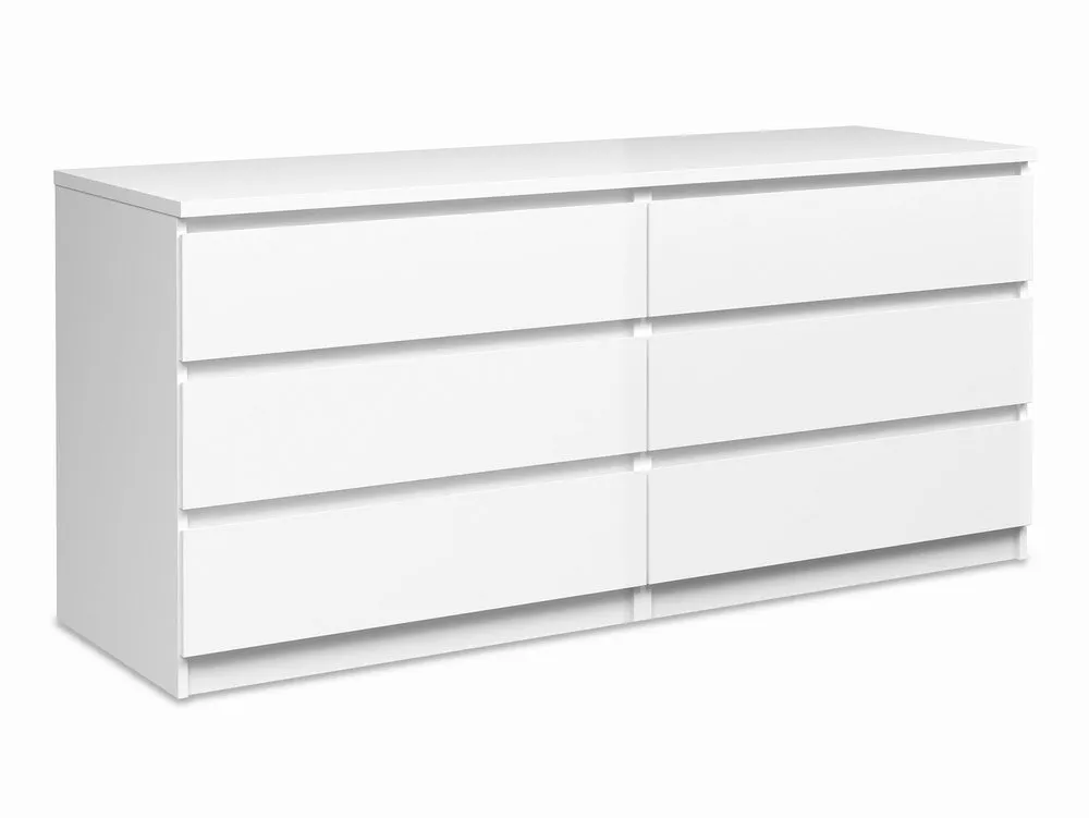 Furniture To Go Furniture To Go Naia White High Gloss 3+3 Drawer Wide Chest of Drawers