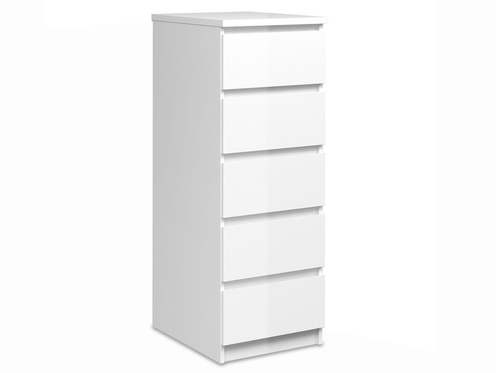 Furniture To Go Furniture To Go Naia White High Gloss 5 Drawer Narrow Chest of Drawers (Flat Packed)