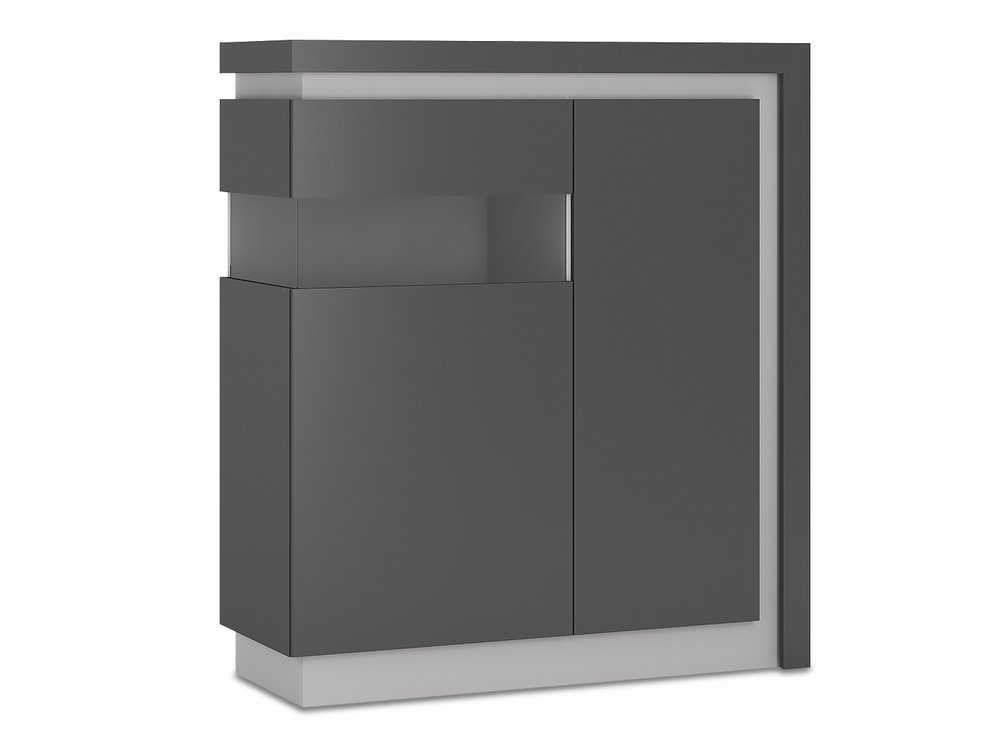 Furniture To Go Furniture To Go Lyon Platinum High Gloss and Grey Gloss 2 Door Designer Cabinet (LHD) (Flat Packed)
