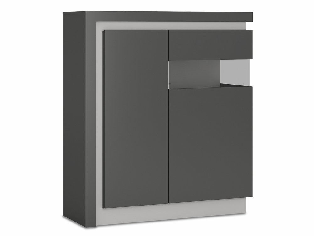 Furniture To Go Furniture To Go Lyon Platinum High Gloss and Grey Gloss 2 Door Designer Cabinet (RHD) (Flat Packed)