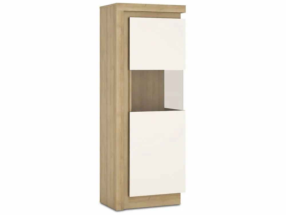 Furniture To Go Furniture To Go Lyon White High Gloss and Oak Narrow Display Cabinet