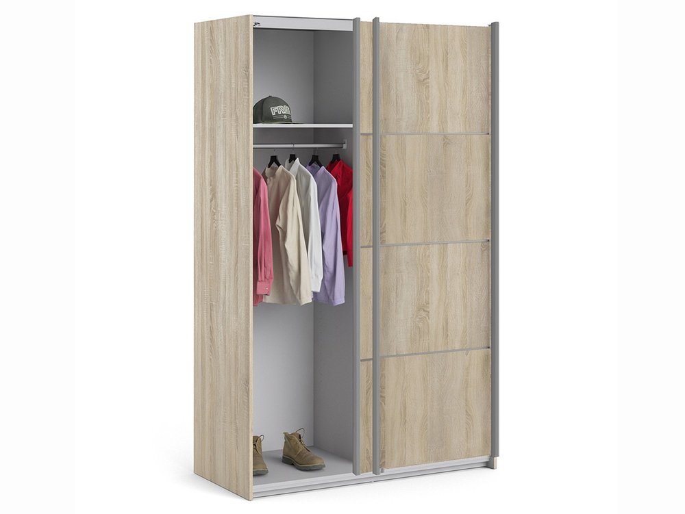 Furniture To Go Furniture To Go Verona Oak Sliding Door Double Wardrobe (Flat Packed)