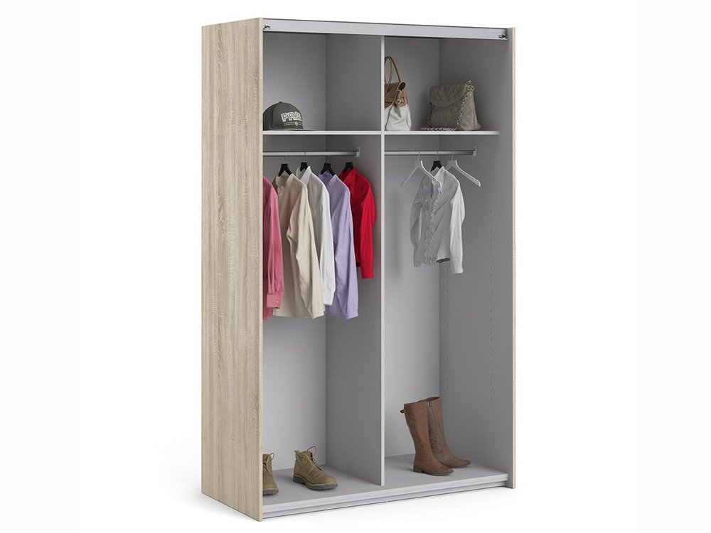 Furniture To Go Furniture To Go Verona White and Oak Sliding Door Double Wardrobe (Flat Packed)