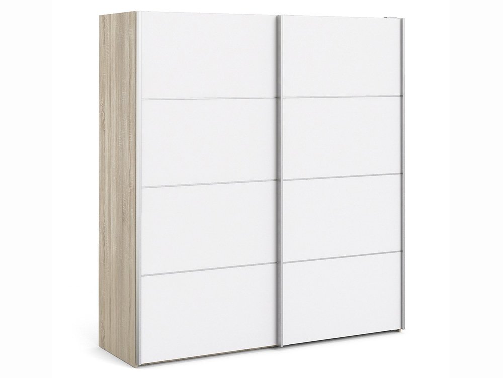 Furniture To Go Furniture To Go Verona White and Oak Sliding Door Large Double Wardrobe (Flat Packed)