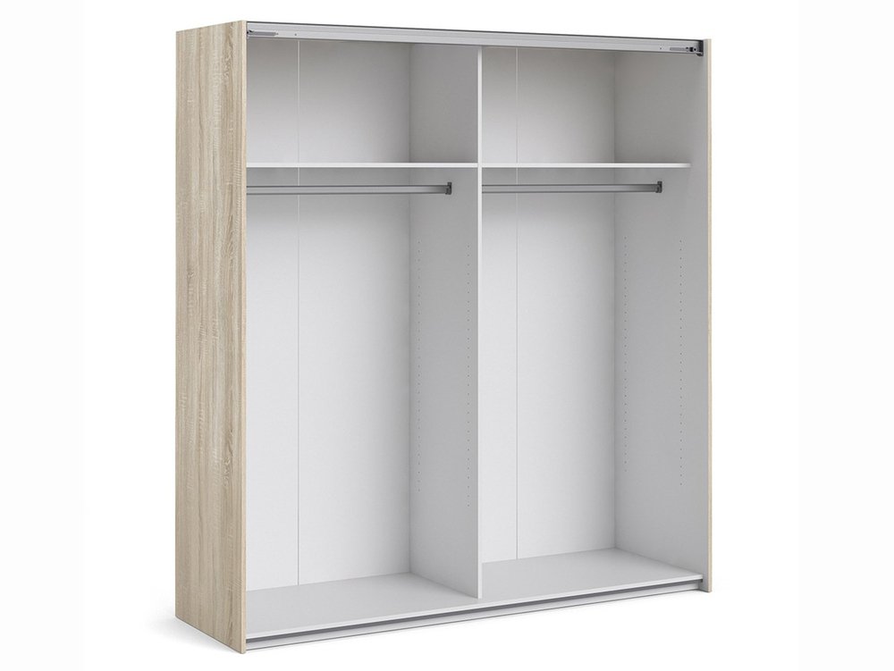 Furniture To Go Furniture To Go Verona White and Oak Sliding Door Large Double Wardrobe (Flat Packed)