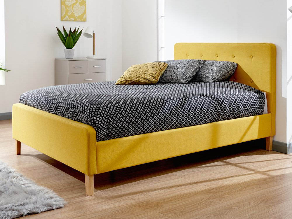 GFW GFW Ashbourne 4ft6 Double Mustard Upholstered Fabric Bed Frame