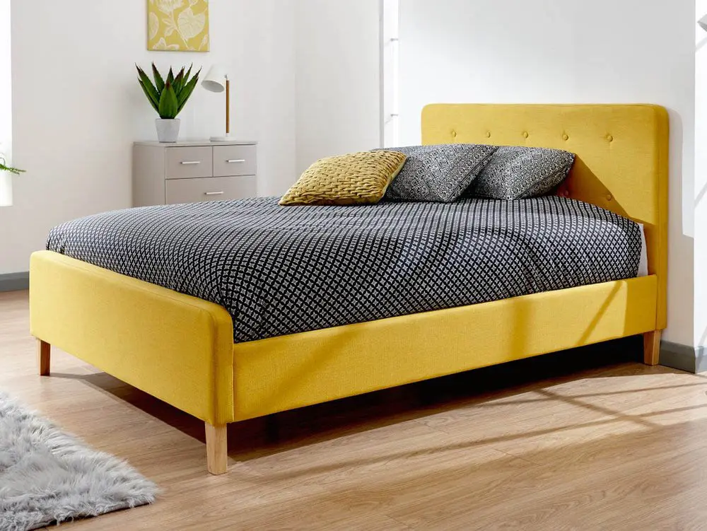 GFW GFW Ashbourne 4ft6 Double Mustard Fabric Bed Frame